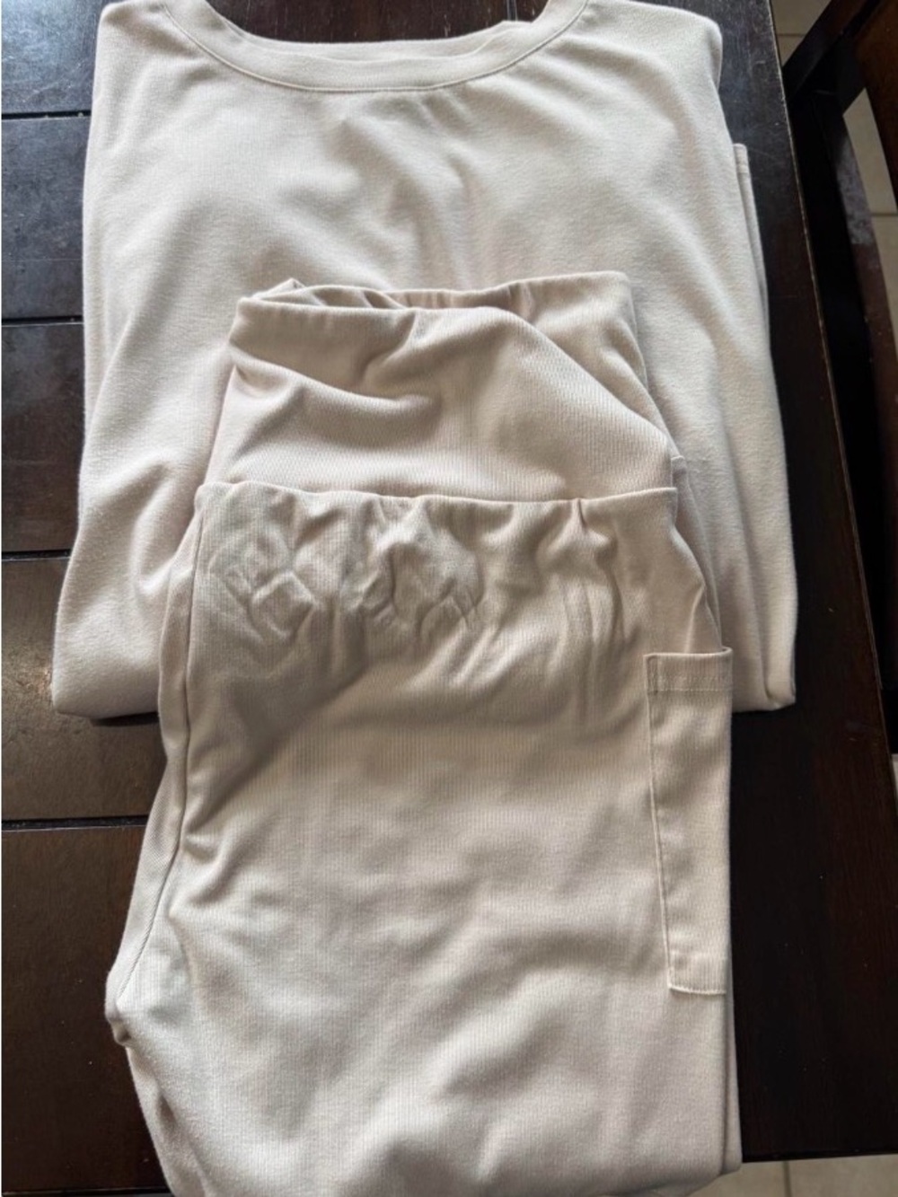 Women's Cream Lounge shorts with matching top